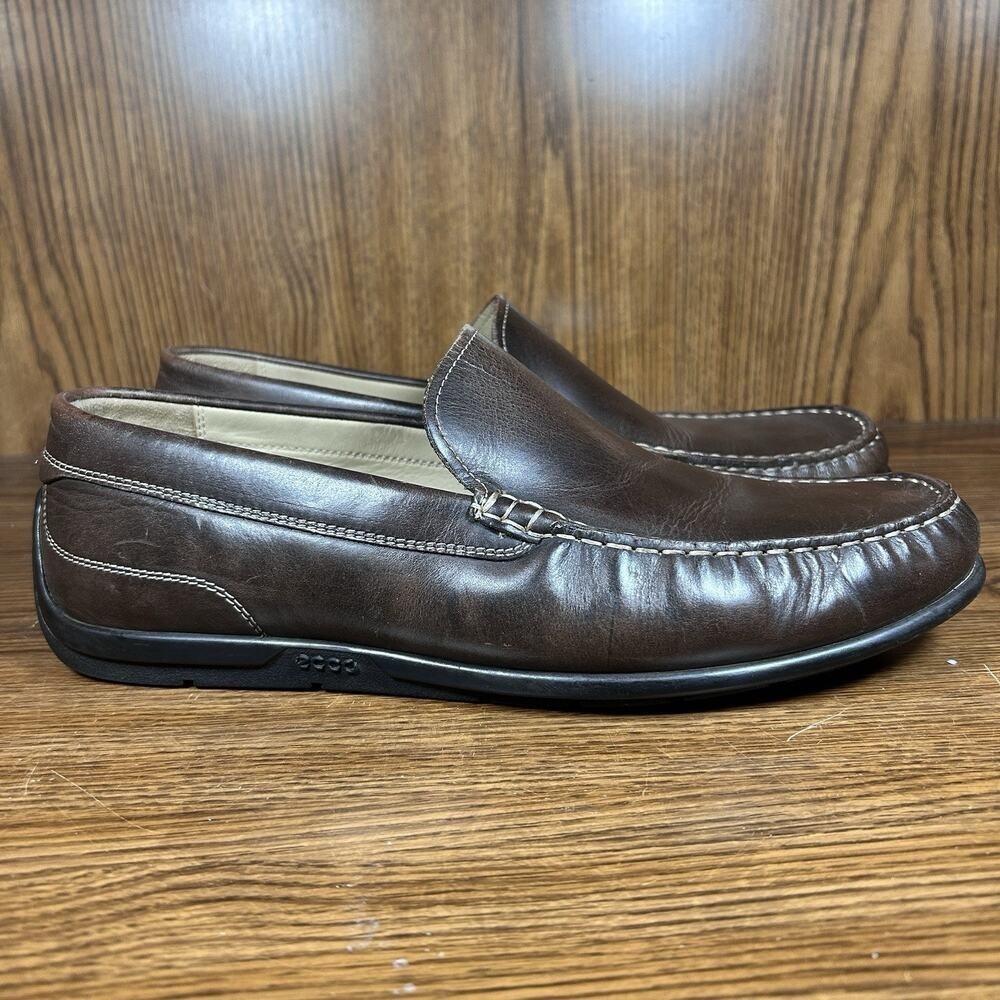 ECCO‎ Leather Driving Loafer Mens Size US 10 Brown Classic Slip On Moc Toe
